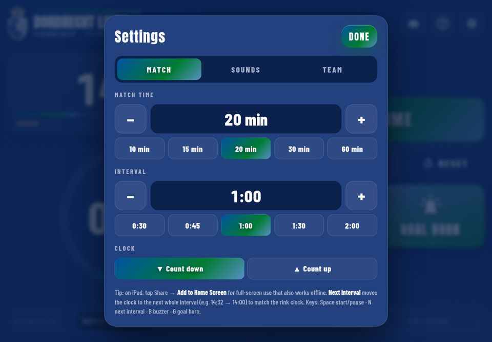 Match settings