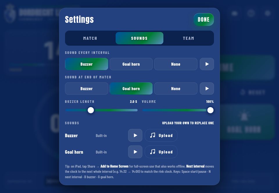 Sound settings