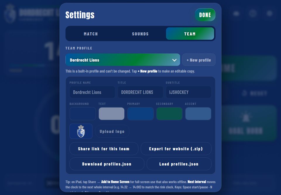 Team settings
